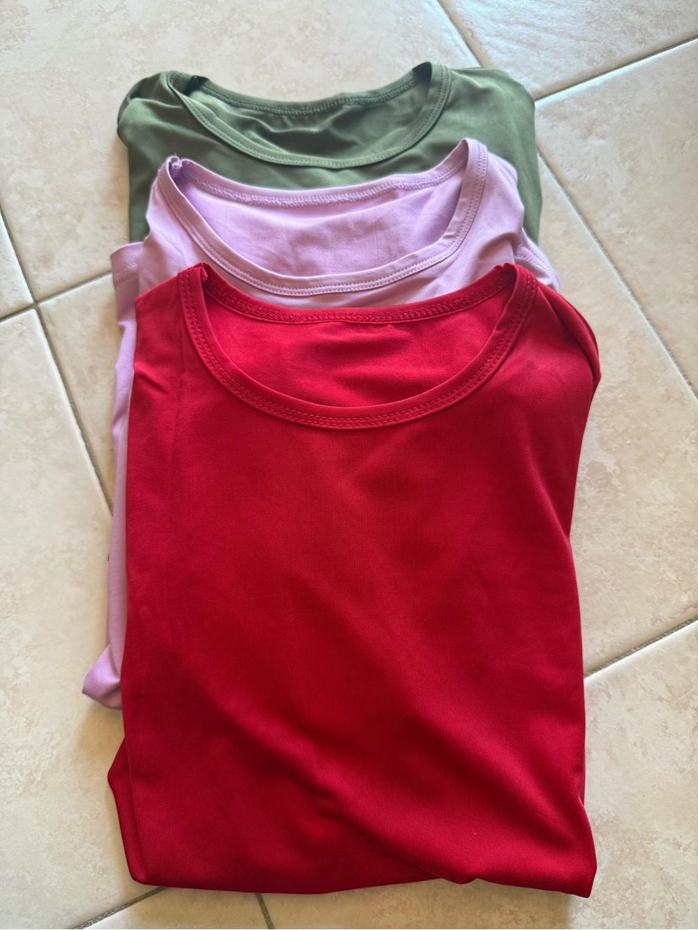 LOT OF 3 Girls' Short Sleeve Crewneck Tee - Red, Lavender, Olive Green